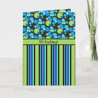 16th Birthday Card: Blue Moons and Stripes Card