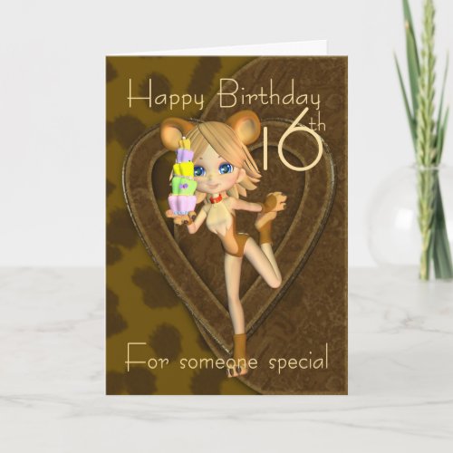 16th Birthday card Cutie Pie Animal Collection Card