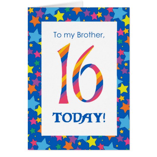 16th Birthday Card for Brother, Stripes and Stars (Front)