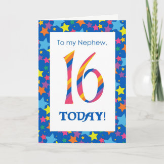 16th Birthday Card for Nephew, Stripes and Stars