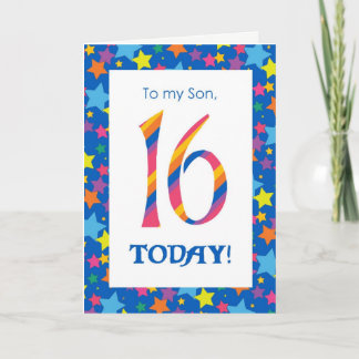 16th Birthday Card for Son, Stripes and Stars