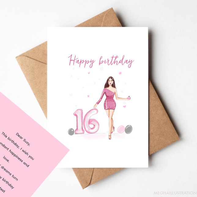 16th birthday card, note card (Creator Uploaded)