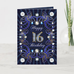 16th birthday card with masses of jewels