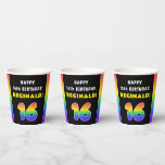 [ Thumbnail: 16th Birthday: Colorful Rainbow # 16, Custom Name Paper Cups ]