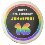 [ Thumbnail: 16th Birthday: Colorful Rainbow # 16, Custom Name ]