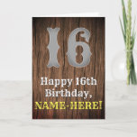 [ Thumbnail: 16th Birthday: Country Western Inspired Look, Name Card ]