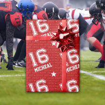 16th Birthday Custom Name Typography Varsity Red