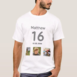 16th birthday custom photo monogram boy T-Shirt