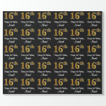 [ Thumbnail: 16th Birthday: Elegant Luxurious Faux Gold Look # Wrapping Paper ]