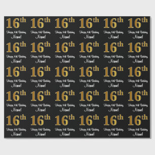 16th Birthday: Elegant Luxurious Faux Gold Look # Wrapping Paper