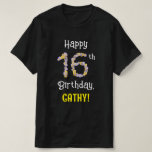 [ Thumbnail: 16th Birthday: Floral Flowers Number “16” + Name T-Shirt ]