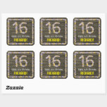 [ Thumbnail: 16th Birthday: Floral Number, Faux Wood Look, Name Sticker ]