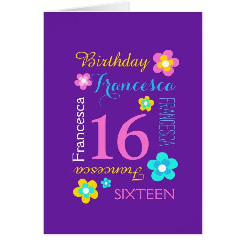 16th birthday flower custom aqua pink purple