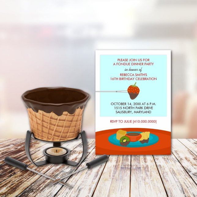 16th Birthday Fondue Dinner Party Invitations (Creator Uploaded)
