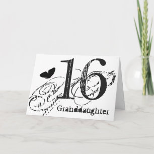 16th birthday for a granddaughter, butterfly. card