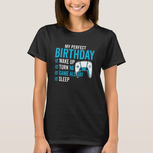 16th Birthday  For Boys 16 Years Old  Video Games T-Shirt (Front)