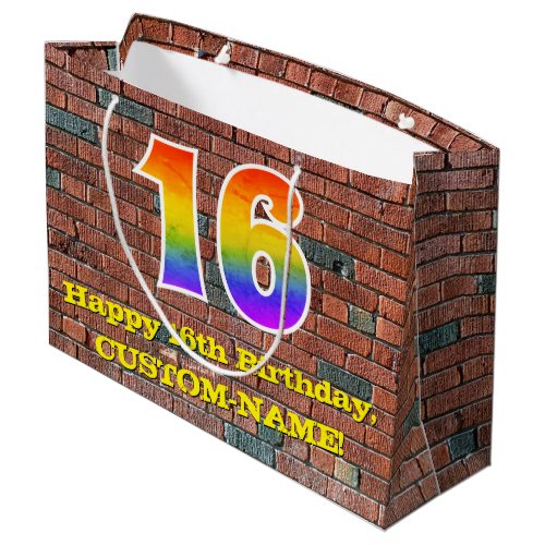 16th Birthday Fun Graffiti_Inspired Rainbow  16 Large Gift Bag