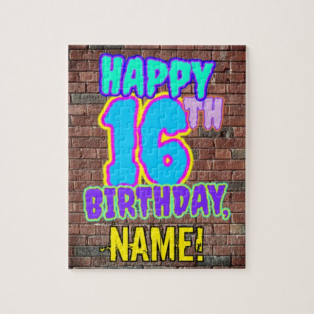 16th Birthday ~ Fun, Urban Graffiti Inspired Look Jigsaw Puzzle (Vertical)