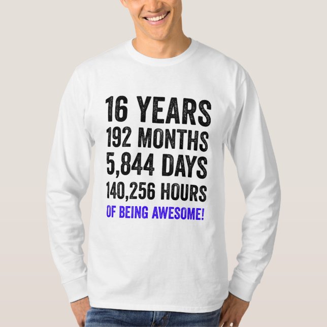 16th Birthday // Funny Boy’s Birthday Countdown T-Shirt (Front)