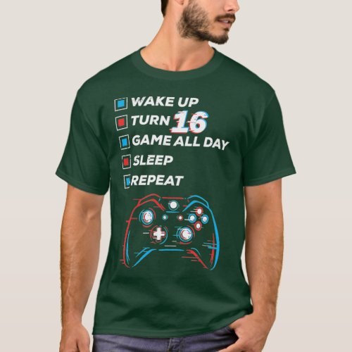 16th Birthday Gift Boys Teen 16 Year Old Gaming T_Shirt