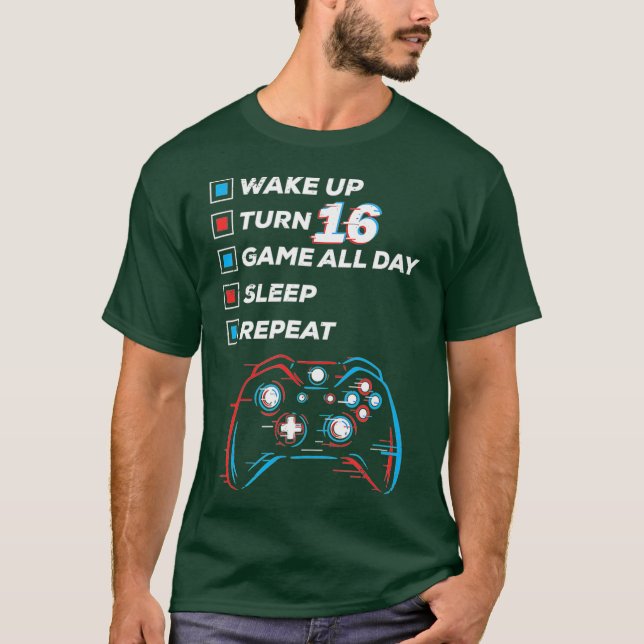 16th Birthday Gift Boys Teen 16 Year Old Gaming T-Shirt (Front)