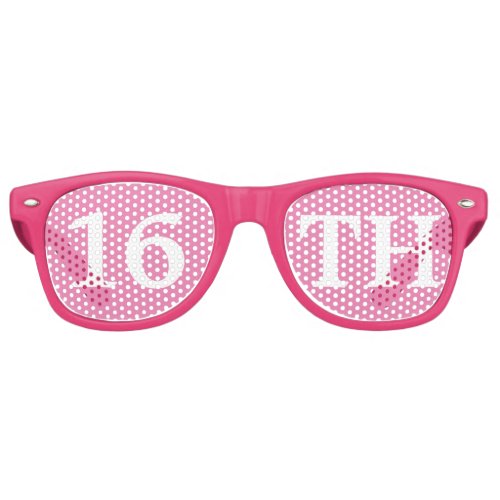 16th Birthday Girl Cute Pink White Party Favor Retro Sunglasses