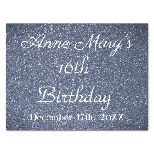 16th Birthday Glittery Sparkle Custom Dusty Blue Tissue Paper
