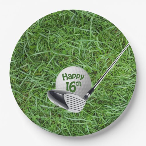 16th Birthday Golf Ball and Club Paper Plates