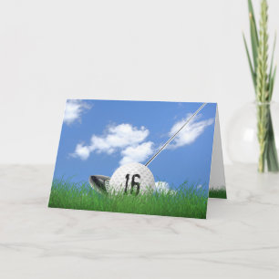 16th birthday golf ball in grass card
