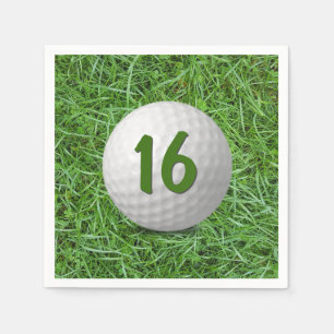 16th Birthday Golf Ball on Grass Napkins