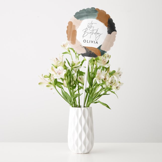 16th birthday Green Terracotta Abstract Modern Bal Balloon (Vase)