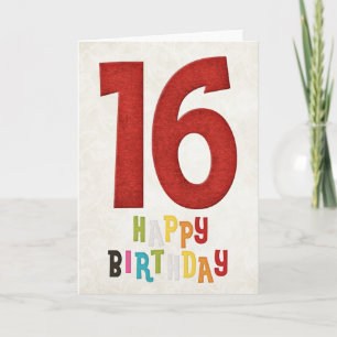 16th Birthday Happy Birthday Card Design 4