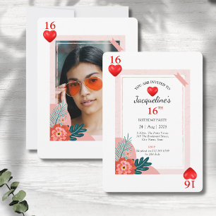 16th Birthday Hearts Sweet 16 Invitation