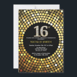 16th Birthday Invitation Black and Gold Glitter<br><div class="desc">16th Birthday Invitation. Black and Gold Glitter. Gold Diamond. Kids Birthday Party. For Boy or Girl Bday bash Party. For further customization,  please click the "Customize it" button and use our design tool to modify this template.</div>