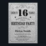 16th Birthday Invitation Black and Silver Glitter<br><div class="desc">16th Birthday Invitation Black and Silver Glitter Typography. Black and Silver Glitter Background. Kids Birthday. Male Men or Women Birthday. Kids Boy or Girl Lady Teen Teenage Bday Invite. 13th 15th 16th 18th 20th 21st 30th 40th 50th 60th 70th 80th 90th 100th. Any Age. For further customization, please click the...</div>