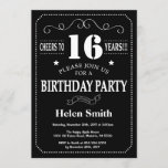 16th Birthday Invitation Chalkboard<br><div class="desc">16th Birthday Invitation Chalkboard. Black and White Background. Adult Birthday. Male Men or Women Birthday. Kids Boy or Girl Lady Teen Teenage Bday Invite. 13th 15th 16th 18th 20th 21st 30th 40th 50th 60th 70th 80th 90th 100th. Any Age. For further customization, please click the "Customize it" button and use...</div>