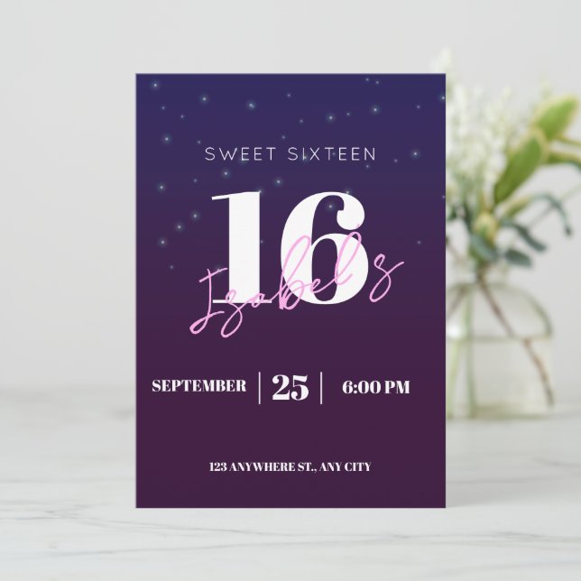 16th Birthday Invitation for girl Digital Sweet 16 (Standing Front)