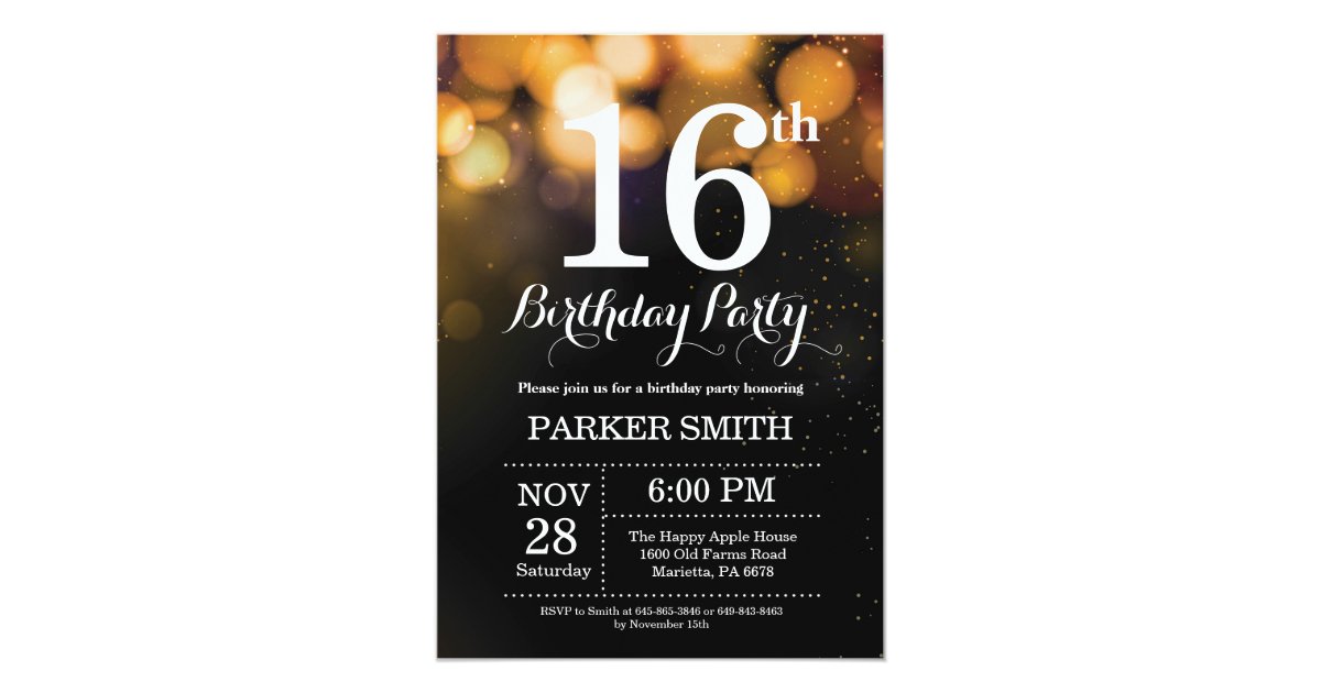 16th-birthday-invitation-gold-glitter-zazzle