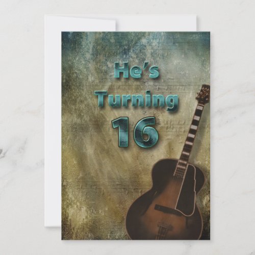16th Birthday Invitation - Guitar/Male