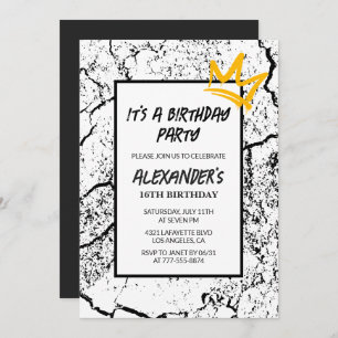 16th birthday invitation Men Graffiti Party Black