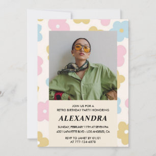 16th birthday invitation Retro Groovy Floral Cute