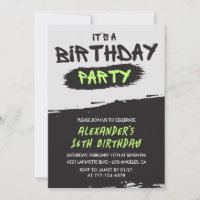 16th birthday invitations Graffiti Men Spray paint