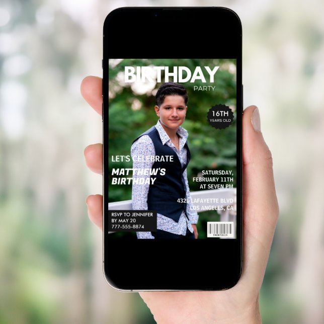 16th birthday invitations Men Him Magazine Cover (Front Digital)