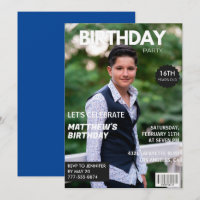 16th birthday invitations Men Him Magazine Cover