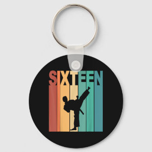 16th Birthday Karate Taekwondo Theme 16 Year Old Keychain