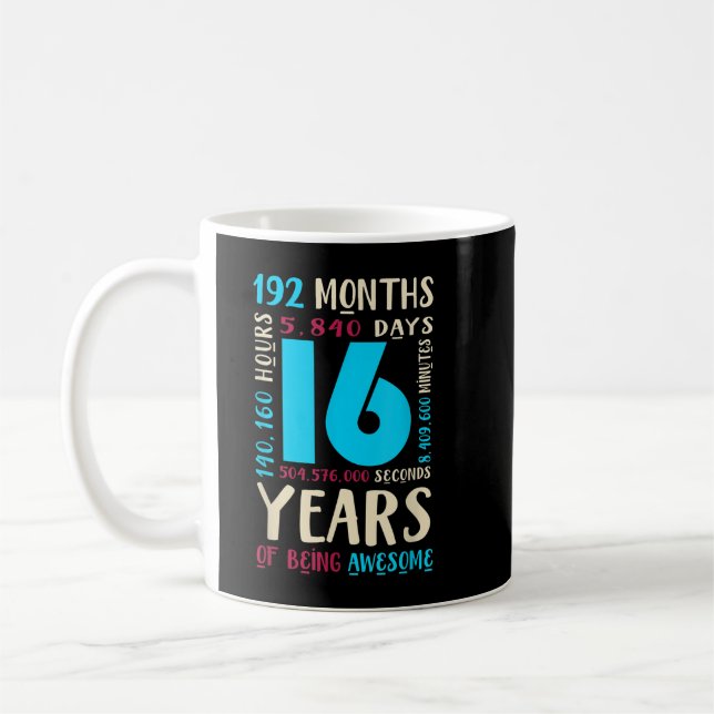 16th Birthday  Kids Gift 16 Year Old Boys Girls Si Coffee Mug (Left)