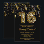 16th Birthday Leopard Print Balloons with Confetti Invitation<br><div class="desc">This elegant and glamorous birthday invitation features the number 16 in leopard print with gold confetti. The text combines handwritten script and modern sans serif fonts for a classy and sophisticated look.</div>