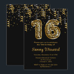 16th Birthday Leopard Print Balloons with Confetti Invitation<br><div class="desc">This elegant and glamorous birthday invitation features the number 16 in leopard print with gold confetti. The text combines handwritten script and modern sans serif fonts for a classy and sophisticated look.</div>