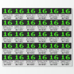 [ Thumbnail: 16th Birthday - Nerdy / Geeky Style "16" and Name Wrapping Paper ]