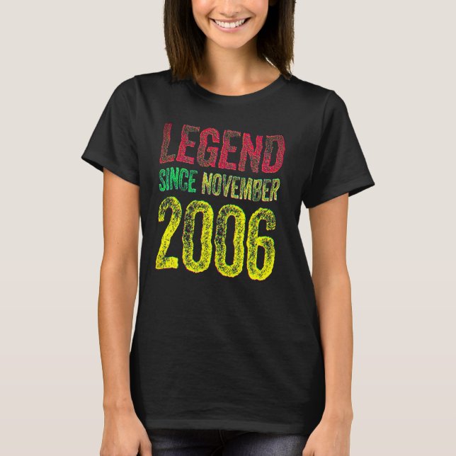 16th Birthday November Born 16 Years Legend Since  T-Shirt (Front)
